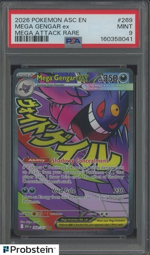 2026 Pokemon ASC EN Mega Attack Rare #269 Mega Gengar ex PSA 9 MINT