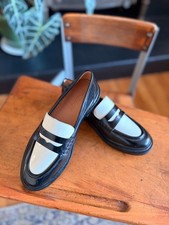Madewell: The Vernon Loafer in Black And Ivory Leather Women's Size 6