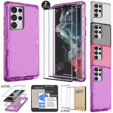 For Samsung Galaxy S22 Ultra Plus S22 Case Heavy Duty Clear Cover/Tempered Glass