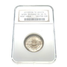 Jefferson 5C Nickel Broadstruck Avec Obverse Brockage Erreur NGC MS68 Full Steps