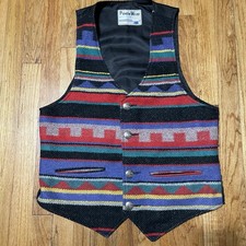 Vintage Collection Pioneer Wear Aztec Chimayo Wool Black Vest