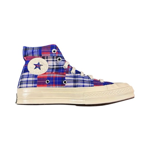 Zapatillas altas Converse Chuck 70 a cuadros con retazos para hombre 6 rojas blancas azules - Imagen 3 de 8