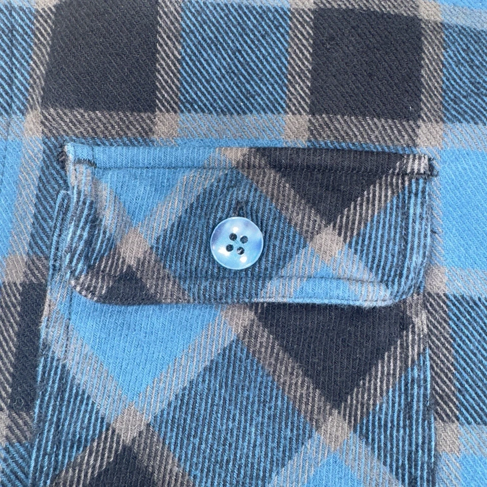 Camisa de franela NIXON para hombre manga larga botón a cuadros azul negro Darwin Lg Foto 3 de 4