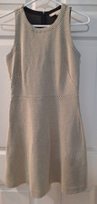 LOFT Black White Textured Knit Fit & Flare Dress Sleeveless Sz.0 Classic