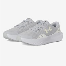 Under Armour Surge 4 running shoes halo grey and white Size 7 Big kids Brand New