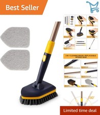 Tub Tile Scrubber Brush 2-in-1 Adjustable Telescopic Pole Non-Scratch Cleanin...
