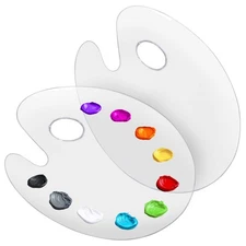2 Plastic 9" x 11.8" Clear Oval Acrylic Art Painting Palettes, Artist Paint Tray