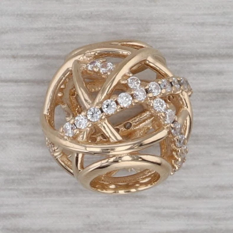 Auténtico Pandora Calado Abstracto Órbita Dije Oro 14k 750827CZ Circonita Cúbica Foto 2 de 4