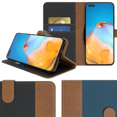 EAZY CASE Huawei P40 Pro Tasche Handy Hülle Jeans Schutzhülle Cover Schutz Etui