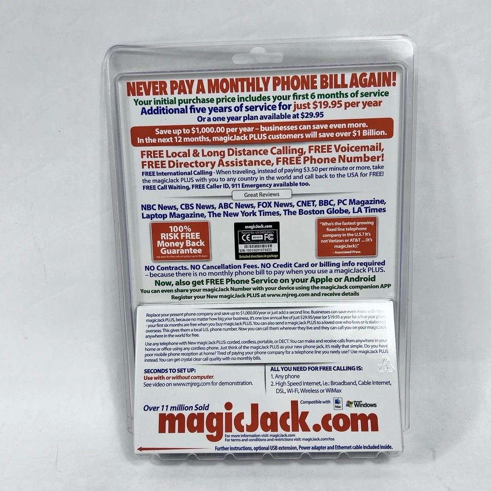 Magic Jack PLUS 免费本地长途电话 430-0562 全新 — 第 2/4 张图片