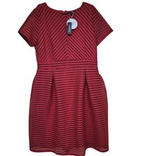 New Boohoo Red eyelet Overlay Fit Flare Cocktail Dress US 16 wedding formal work