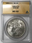 1884-O $1 Silver Morgan Dollar - VAM-39 - ANACS MS65