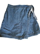 Vintage Cherokee Denim Skort With Side Ties Size 8 Elastic Waist 90s 100 Cotton