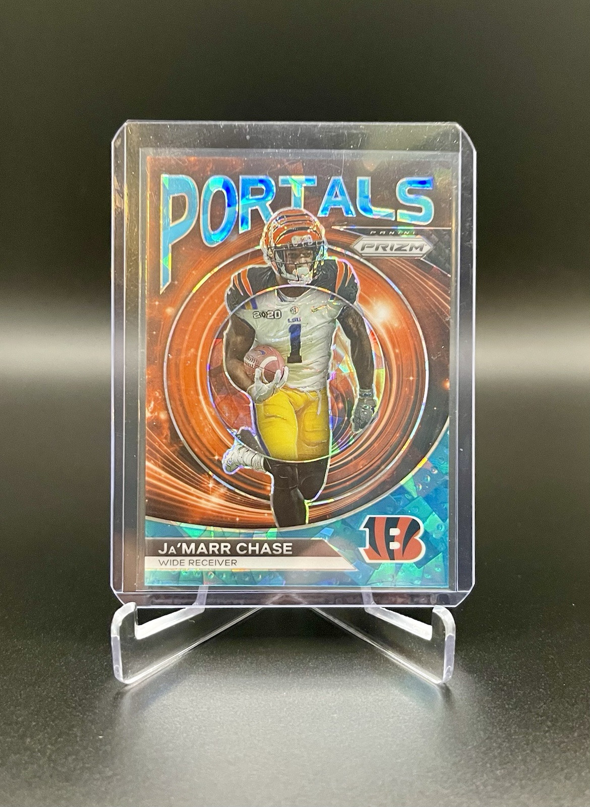 2023 Panini Prizm Ja’Marr Chase #PO-6 Blue Ice Portals /99
