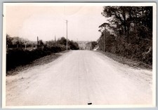 Vtg B&W Snapshot Road Leading To City Near Vegetation 1945