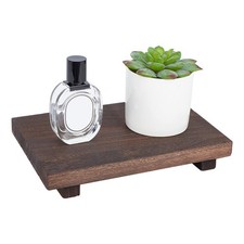 1pc Candlenut Wood Holder for Planter Pots Serving Tray Rectangle Coconut Brown