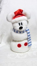 2001-Disney Store 12" Mickey Mouse Snowman Plush Santa Hat Stuffed Toy Christmas