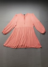 Boohoo Women Dresses 22 Peach Tie Neck Detail Long Sleeve Stretched Logo Casual