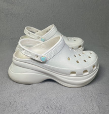 CROCS Classic Bae Festival Womens Iridescent White Platform Shoes US W9 US M 7