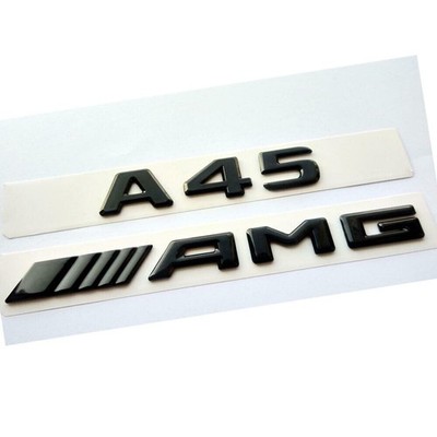 Für Mercedes A45 AMG Emblems Badges Aufkleber Flache Schwarz Glanz Auto