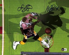 Larry Bird & Magic Johnson Boston Garden Signed 11x14 Photo Beckett