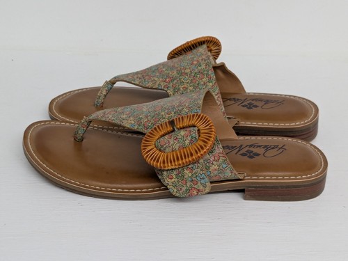 Sandalias planas Patricia Nash de cuero para mujer Fulvia florales bohemias con hebilla talla 7 - Imagen 3 de 7