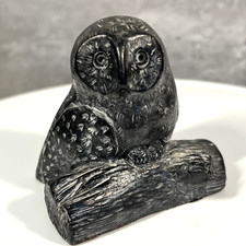 The  Wolf Original Canada HandCarved  Soapstone Owl  On A Log    Figurine