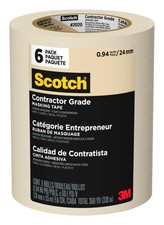 Scotch Contractor Grade Masking Tape, 1 Inch Wide 0.94 in. 0.94" Width, Tan