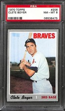 1970 TOPPS #206 CLETE BOYER PSA 8 NM-MT 06538475 