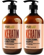 Keratin Shampoo and Conditioner Set - Sulfate and Paraben Free Treatment for Dry