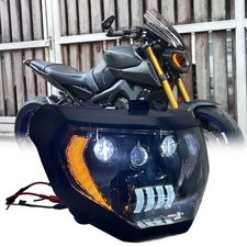 Faro de proyección LED para Yamaha FZ-07/MT-07 con lámpara de intermitente funcionando