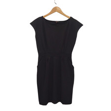 Quince Ultra-Stretch Ponte Cap Sleeve Dress Black Basic Sleeved M