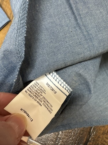 Camisa de Trabajo Wrangler Para Hombres 4XL Perla A Presión Azul Cambray Vaquero Occidental Rodeo - Imagen 7 de 8