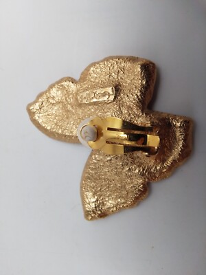 Boucle D'oreille Orpheline Vintage Yves Saint Laurent - Papillon, Métal Doré Strass - Occasion