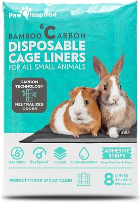 #ad 47x26quot; Disposable Guinea Pig Cage Liner Bamboo CharcoalOdor Control AbsorbentPad $25.16