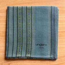 HANDKERCHIEF MEN'S GREEN VINTAGE STRIPED PLAIN POCKET SQUARE COTTON 18" D104