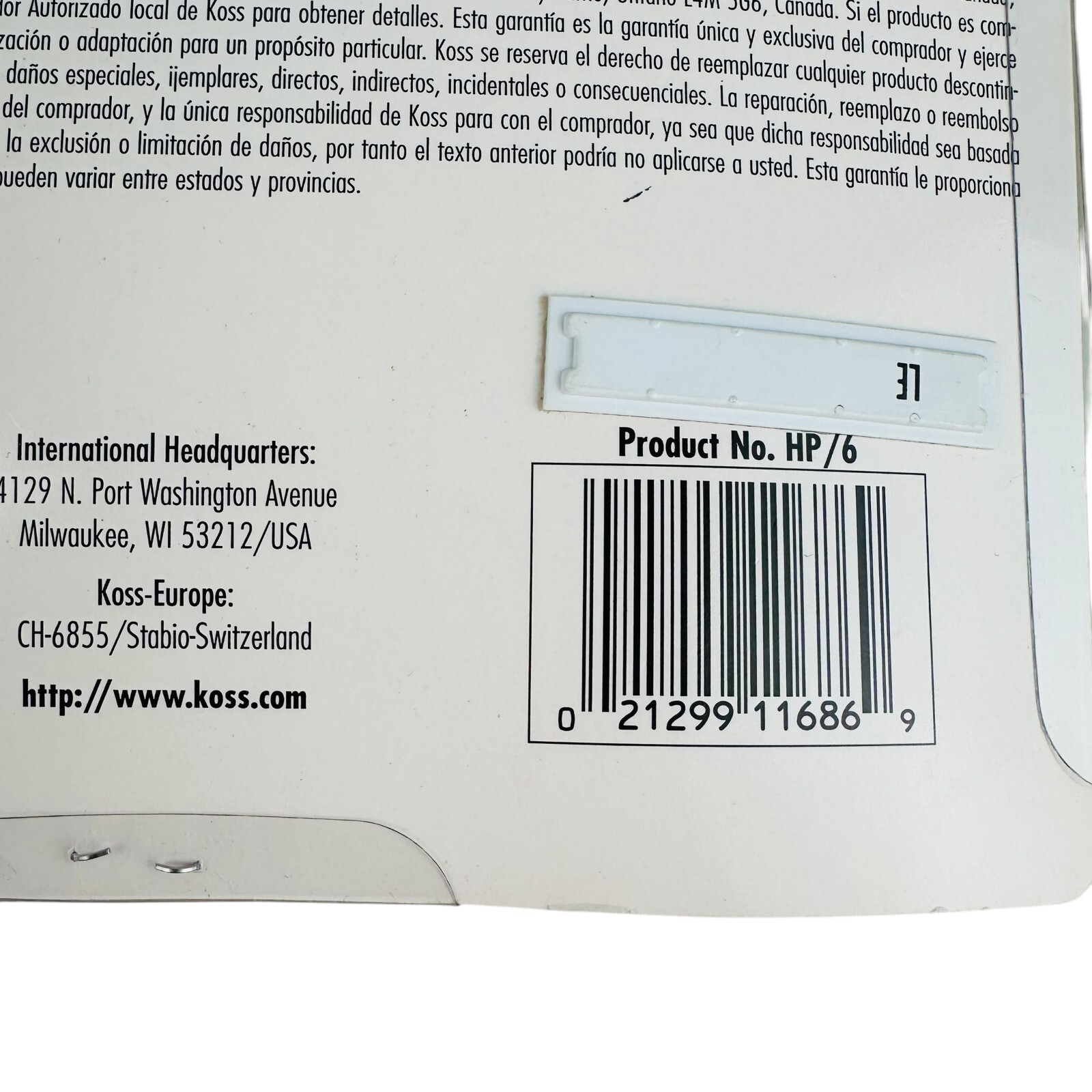 Koss HP6 Portable Stereo Headphones Vintage New Package