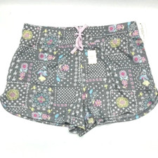 NWOT SECRET TREASURES Women's M 8/10 Gray Floral Lounge Sleep Pajama Shorts SOFT