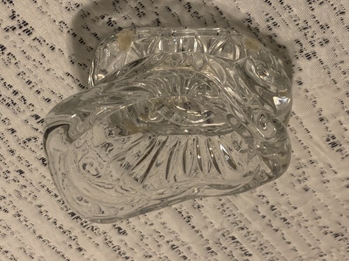 Vintage Glass Sleigh Sled Votive Candle Holder Candy Dish 24% Lead Crystal USA - Picture 10 of 14