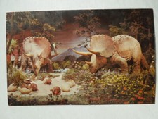 Disneyland Brown Back Un-used Postcard #01110409 Two Triceratops Primeval World