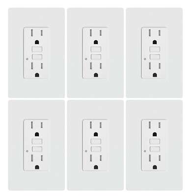 #ad gfci outlet 15 amp Self testing Tamper Resistant Receptacle White 6pack $59.99