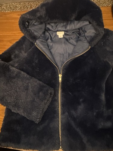 J Crew Crewcuts Girlsblue Fur Coat - Excellent Condition Size 10 - Picture 6 of 10