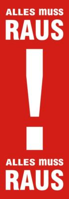 Banner aus Papier Sale-Aktions Banner Aktionsbanner ''Alles muss Raus'' 138 cm rot