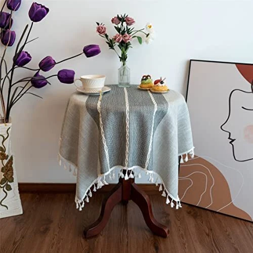 Rustic Small Square Tablecloths Linen Wrinkle Free Table Cloth
