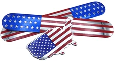 Mirror Metal American Flag Decal Stickers 6" x 1" + Matching USA Country Decal