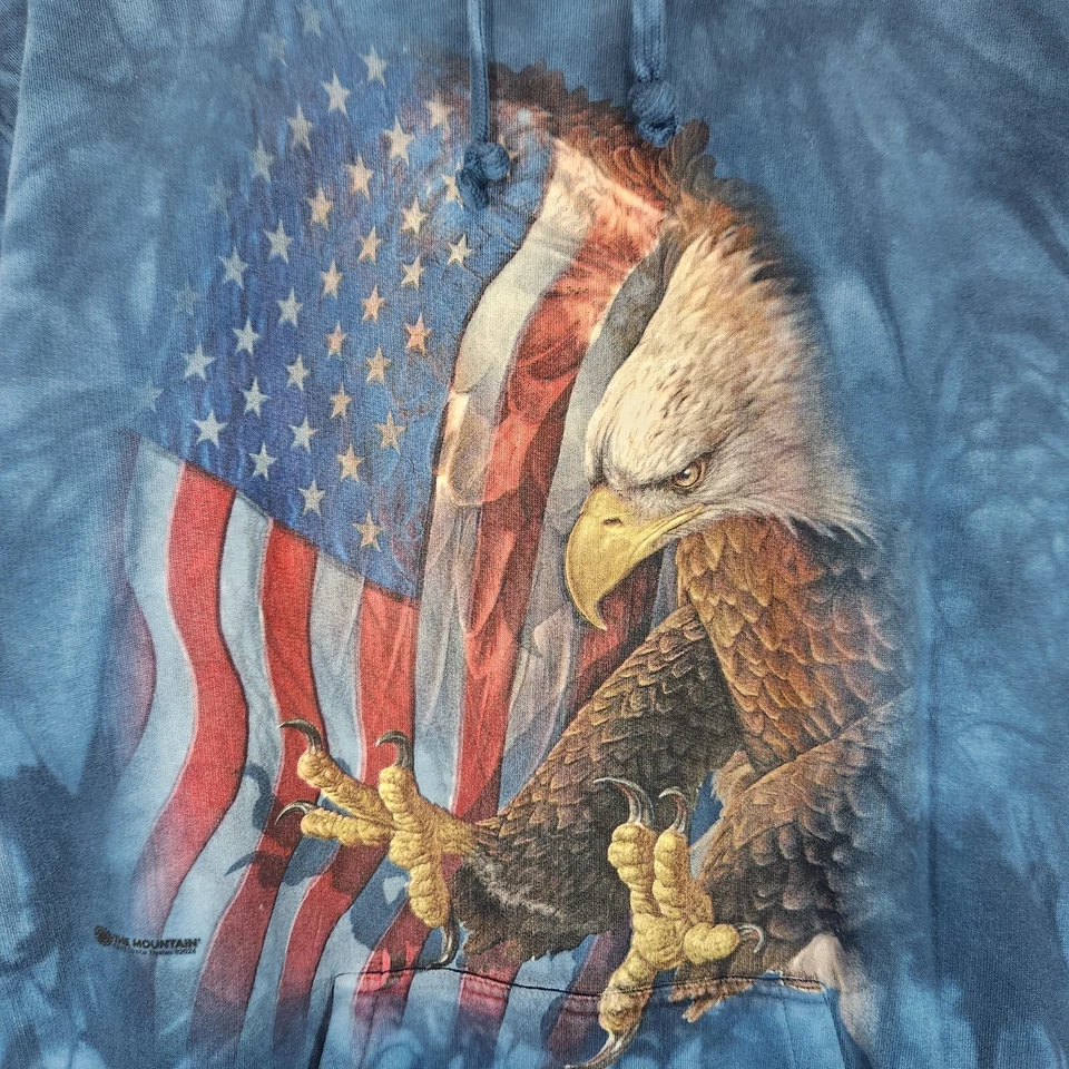 The Mountain Eagle Sweatshirt Tie Dye Navy Blue American Flag Patriotic Indie M - Image 3 of 4