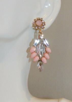 Pink Crystal Collection Strass Lang Goldfarben Haken Ohrringe 8a 73