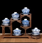 Chinese Porcelain Tureen Jingdezhen Blue-and-white Ceramic Gaiwan With Bowl Mat