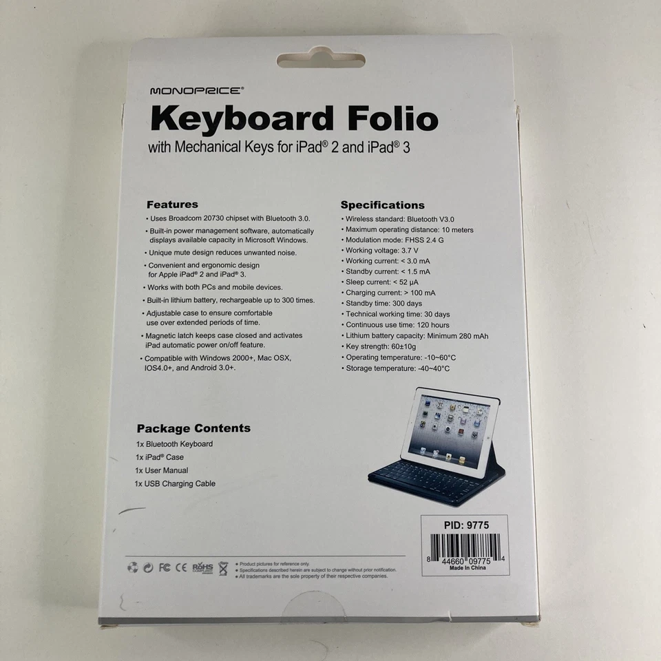 Keyboard Folio With Mechanical Keys For iPad 2 & 3 Monoprice - Image 3 of 4
