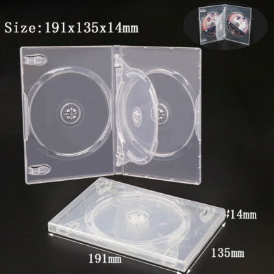 1PC 4-Disc DVD Case 14mm Standard Inner Hinge Tray Clear
